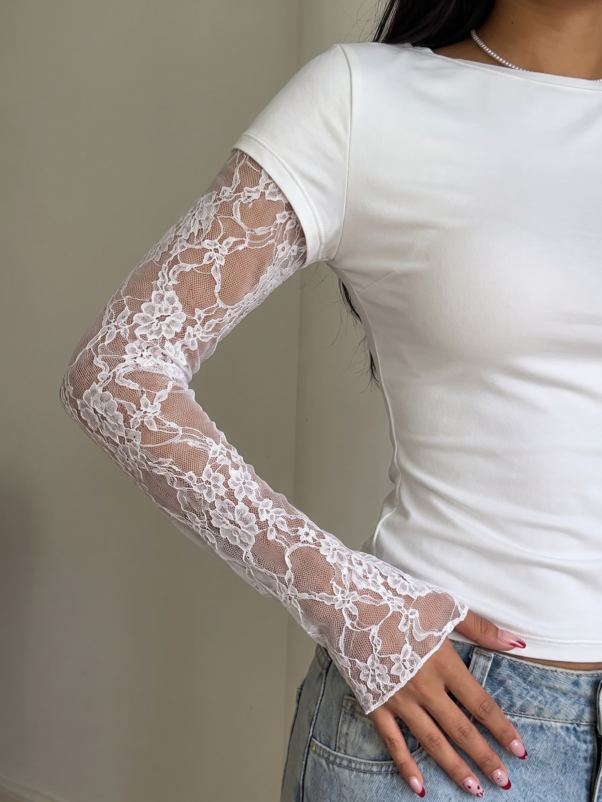 Lace Sleeve Fitted Top — image 4
