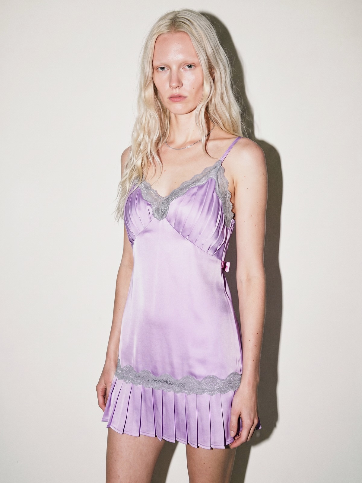 Lace Trim Satin Slip Dress