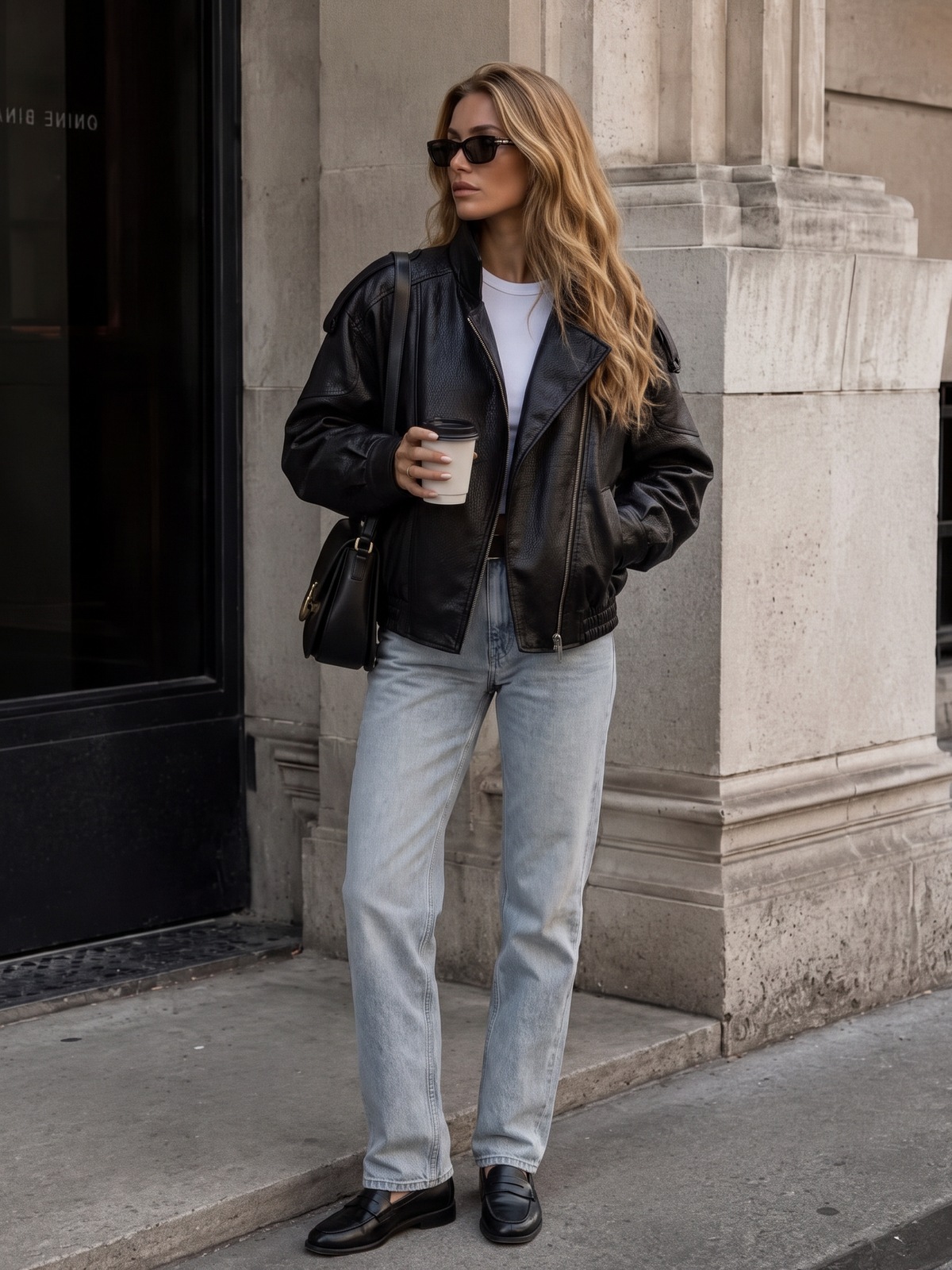 Oversized Faux Leather Moto Jacket — image 3