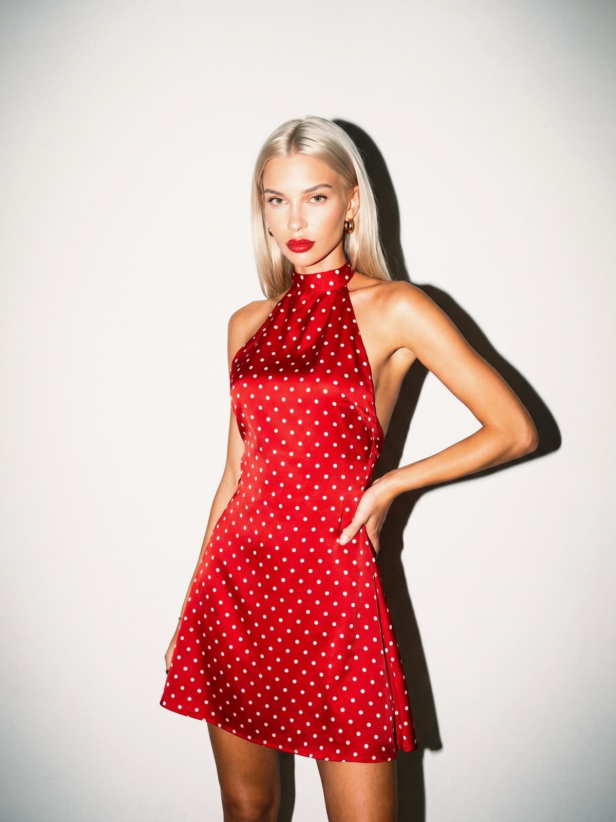 Polka Dot Halter Mini Dress