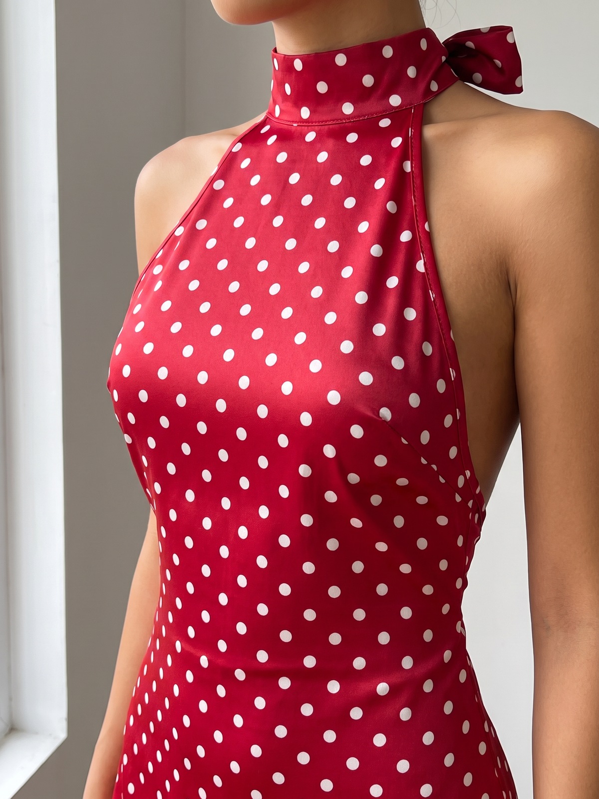 Polka Dot Halter Mini Dress — image 4