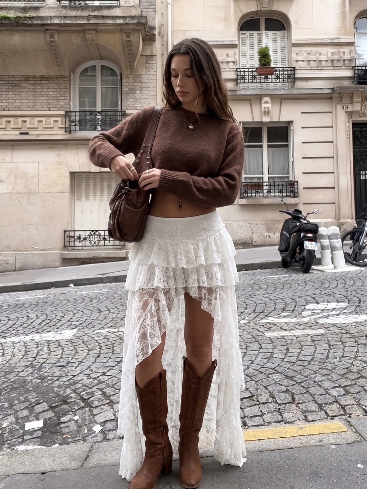 Tiered Lace High-Low Skirt — image 3